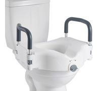 VEVOR Rehausseur de Toilette avec Accoudoirs, Réhausse WC Charge 136,1 kg, Siège de Toilette Surélevé Hauteur de Levage 12,7 cm, Poignées Rembourrées, Personnes Âgées Handicapés Patients Enceintes