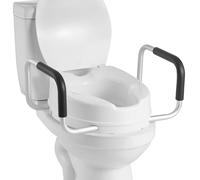 VEVOR Rehausseur de Toilette avec Accoudoirs, Réhausse WC Charge 136,1 kg, Siège de Toilette Surélevé Hauteur de Levage 10,16 cm, Poignées Rembourrées, pour Personnes Âgées Handicapé Patient Enceinte