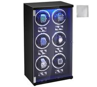 VEVOR Remontoir Montre Automatique Capacité 6 Montres Écrin pour Montres Automatiques avec 6 Moteurs Japonais Mabuchi Silencieux 5 Modes de Remontage en Panneau Haute Densité et Acrylique LED Bleu
