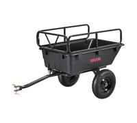 VEVOR Remorque à Benne Basculante, 283 L, Remorque de Tracteur Tondeuse à Gazon Jardin Polyéthylène, Capacité de Charge 226,8 kg, avec Pneus 40,64 cm, Chariot de Transport à Déversement pour VTT, UTV