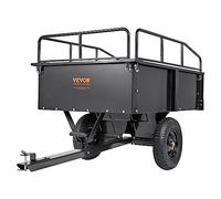 VEVOR Remorque à Benne Basculante Capacité de Charge 340 kg Remorque Utilitaire de Jardin Robuste avec Côtés Amovibles Chariot de Transport à Déversement 0,4 m³ pour Tracteur, Tondeuse à Gazon, VTT