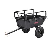 VEVOR Remorque à Benne Basculante, 283 L, Remorque de Tracteur Tondeuse à Gazon Jardin Polyéthylène, Capacité de Charge 226,8 kg, avec Pneus 40,64 cm, Chariot de Transport à Déversement pour VTT, UTV