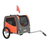 VEVOR Remorque de vélo pour chien pliable - charge 30 kg, roues à dégagement rapide, orange/gris
