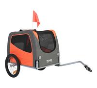 VEVOR Remorque de Vélo pour Chien Animaux Compagnie Chat 30 kg Résistant à l'Eau Orange& Gris