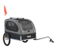 VEVOR Remorque de Vélo Chien Pliable Charge 40 kg Porte Animaux de Compagnie de Vélo Cadre Facile à Plier avec Roues à Dégagement Rapide, Coupleur de Vélo Universel, Réflecteurs, Drapeau, Noir/Gris