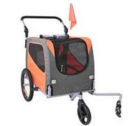 VEVOR Remorque de Vélo Chien Pliable Charge 30 kg Poussette Animaux de Compagnie 2en1 Cadre Facile à Plier avec Roues à Dégagement Rapide, Coupleur de Vélo Universel, Réflecteurs, Drapeau, Orange/Gris