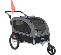 VEVOR Remorque pour chien 40 kg 2en1 Remorque pour vélo Acier au carbone + tissu Oxford 600D + PP pliable 1470 x 720 x 780 mm comme remorque 1530 x 720 x 825 mm comme poussette Buggy pour chien Jogger