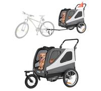 VEVOR Remorque vélo pour Chien, Charge 45 kg, Poussette d'animaux de Compagnie 2 en 1, Cadre Pliable Facile avec Roue à dégagement Rapide, coupleur de vélo Universel, Laisse Interne, Gris et Blanc