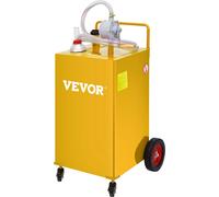 VEVOR Chariot de carburant 30 gallons réservoir de stockage d'essence 4 roues, pompe de transfert manuelle, conteneur de carburant essence diesel pour voitures, tondeuses à gazon, VTT, bateaux, jaune