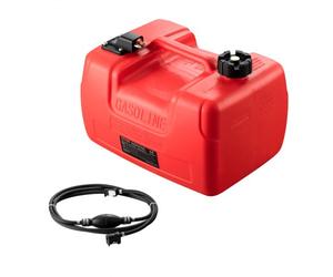 VEVOR Réservoir de carburant marin, 12 L, bidon d'essence portable pour bateaux à moteur hors-bord, en plastique avec tuyau, facile à transporter pour yacht, bateaux de pêche, bateaux ponté, rouge