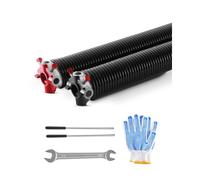 VEVOR Ressorts de torsion pour porte de garage, 1 paire, Φ6,35xΦ50,8x813 mm, 16000 cycles, revêtement noir électrophorétique pour remplacement, barres d'enroulement antidérapantes, gants, clé montage