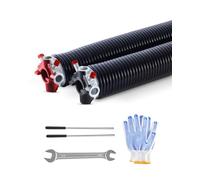 VEVOR Ressorts de torsion pour porte de garage, 1 paire, Φ6,35xΦ50,8x889 mm, 16000 cycles, revêtement noir électrophorétique pour remplacement, barres d'enroulement antidérapantes, gants, clé montage