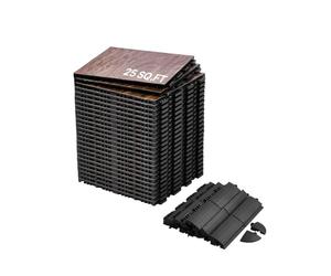 VEVOR Revêtement de sol emboîtable, 315 x 315 mm, dalles de sol polyvalentes emboîtables, 25 pcs, dalles de piste de danse portable avec base coussinée, grain de bois de chêne, marron, 2,3 m²/boîte