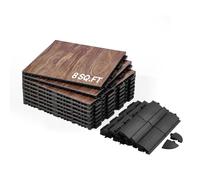 VEVOR Revêtement de Sol emboîtable, 315 x 315 mm, Dalles de Sol polyvalentes emboîtables, 9 pcs, Dalles de Piste de Danse Portable avec Base coussinée, Grain de Bois de chêne, Marron, 0,8 m²/boîte