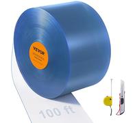 VEVOR Rideau à Lanière PVC, 3048x30,5 cm, Rideau Lamelles Transparent, Rouleau Bande de Porte en Plastique Lisse Épaisseur 3 mm pour Portes de Supermarché, Usine, Entrepôt, Centres Commerciaux, Garage