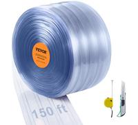 VEVOR Rideau à Lanière PVC, 4572x20 cm, Rideau Lamelles Transparent, Rouleau Bande de Porte en Plastique Nervuré Épaisseur 2 mm pour Portes de Supermarché, Usine, Entrepôt, Centres Commerciaux, Garage