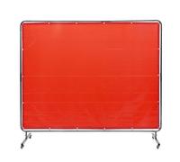 VEVOR Rideau de Soudage avec Cadre, 1,8x2,4 m Écran de Protection pour Soudure en Vinyle Ignifuge sur 4 Roues Pivotantes 2 Verrouillables, Rideau Mobile Professionnel pour Atelier, Industrie, Rouge