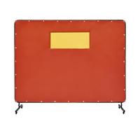 VEVOR Rideau de Soudage avec Cadre, 1,8x2,4 m Écran Rideau de Protection pour Soudure en Vinyle Ignifuge sur 4 Roues Pivotantes (2 Verrouillables), Fenêtre Transparente pour Atelier, Industrie, Rouge