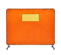 VEVOR Rideau de Soudage avec Cadre, 1,8x2,4 m Écran Rideau de Protection pour Soudure en Vinyle Ignifuge sur 4 Roues Pivotantes (2 Verrouillables), Fenêtre Transparente pour Atelier, Industrie, Orange