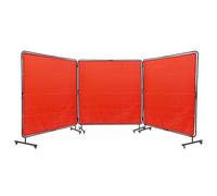 VEVOR Rideau de Soudage avec Cadre 3 Panneaux Écran Rideau de Protection pour Soudure 1,8x1,8 m en Vinyle Ignifuge sur 12 Roues Pivotantes (6 Verrouillables) Mobile Pro pour Atelier, Industrie, Rouge