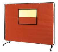 VEVOR Rideau de soudure, 1,8 x 2,4 m, écran de soudage avec cadre en métal et 4 roues, fibre de verre ignifuge avec fenêtre transparente, pour atelier, site industriel, rouge