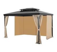VEVOR Rideau d'Intimité pour Tonnelle Extérieur, 282,5x342,5x221,5 cm, Rideaux Pare-Soleil Universel Imperméable de Remplacement, avec Fermeture Éclair, pour Auvent Patio, Rideau Uniquement, Kaki