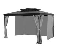 VEVOR Rideau d'intimité pour tonnelle imperméable extérieur, 284 x 284 x 211 cm, rideau de rechange universel à 4 panneaux, avec fermeture éclair, pour auvent de patio, cour (rideaux uniquement), gris
