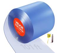 VEVOR Rideau Lanière PVC 30,8x0,3 m Rouleau Lanière Plastique Transparent de Porte, Bande Isolation Thermique et Coupe Vent, pour Portes de Chambres Froides, de Supermarchés, de Garages, d'Entrepôts