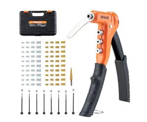 VEVOR Riveteuse Manuelle 23 cm, Kit d'Outils à Riveter Complet, pour Bricoleur Maison, avec 8 Mandrins, 1 Foret Étagé et 80 Écrous, Métriques et SAE M3, M4, M5, M6, 6-32, 8-32, 10-24, 1/4-20 UNC