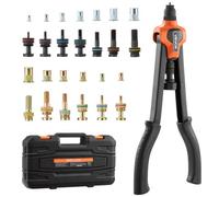VEVOR Riveteuse Manuelle 42 cm, Kit d'Outils à Riveter Complet, pour Bricoleur Installation et Réparation Maison, Pince à Écrous à Sertir avec 13 Mandrins Métriques et SAE, 130 Écrous, avec Mallette