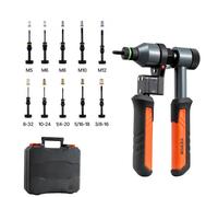 VEVOR Riveteuse Manuelle à Cliquet 21 cm, Kit d'Outils à Riveter Complet, pour Bricoleur Maison, Pince à Écrous à Sertir avec 10 Mandrins Métriques et SAE, 100 Écrous, avec Mallette de Transport