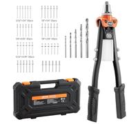 VEVOR Riveteuse Manuelle à Deux Mains, Kit d'Outils à Riveter Complet, pour Métal Automobile Maison, Pince à Rivet Aveugle avec 230 Rivets, 5 Embouts Interchangeables, 5 Forets et 1 Mallette