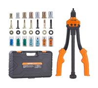 VEVOR Riveteuse Manuelle pour Écrou à Sertir 35 cm Pince à Insert Fileté avec 7 Mandrins 70 Écrous de 7 Tailles Outil à Riveter Dérivetage avec Mallette Portable pour Automobile Bricolage Construction