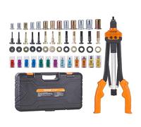 VEVOR Riveteuse Manuelle pour Écrou à Sertir 41 cm Pince à Insert Fileté avec 13 Mandrins 186 Écrous de 13 Tailles Outil à Riveter Dérivetage Semi-Automatique avec Mallette pour Automobile Bricolage