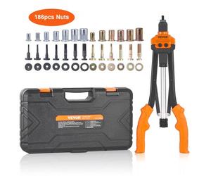 VEVOR Riveteuse Manuelle pour Écrou à Sertir 41 cm Pince à Insert Fileté avec 13 Mandrins 186 Écrous de 13 Tailles Outil à Riveter Dérivetage Semi-Automatique avec Mallette pour Automobile Bricolage