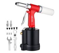 VEVOR Riveteuse Pneumatique Embouts 2,4/3,2/4,0/4,8/6,4 mm Pistolet Riveter pour Automobile, Construction, Fabrication Industrielle, Outil de Rivetage Air Comprimé avec Force Traction 17,45 kN, 3 Mors