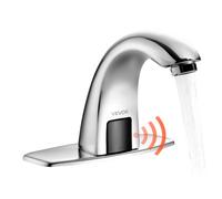 VEVOR Robinet Automatique sans Contact, Mitigeur Lavabo à Capteur de Mouvement, Mélangeur d’Eau Chaude et Froide Température Réglable, pour Tuyau 9,5 mm, Bar Cuisine Salle de Bain, Chromé Argenté