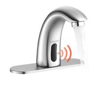 VEVOR Robinet Automatique sans Contact, Mitigeur Lavabo à Capteur de Mouvement, Mélangeur d’Eau Chaude et Froide Température Réglable, pour Tuyau 9,5 mm, Cuisine Salle de Bain, Nickel Argenté Brossé