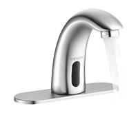 VEVOR Robinet Automatique sans Contact, Mitigeur Lavabo à Capteur de Mouvement, Mélangeur d’Eau Chaude et Froide Température Réglable, pour Tuyau 9,5 mm, Cuisine Salle de Bain, Nickel Argenté Brossé