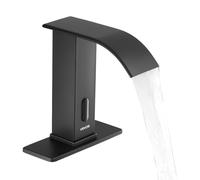 VEVOR Robinet Automatique sans Contact, Mitigeur Lavabo Cascade à Capteur de Mouvement, Mélangeur d’Eau Chaude et Froide avec Plaque de Protection, pour Tuyau 9,5 mm, Bar Cuisine Salle de Bain, Noir