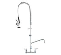 VEVOR Robinet commercial avec pulvérisateur de pré-rinçage, hauteur 44", centre 8", bec pivotant 12", robinet d'évier de cuisine mural, dispositif en laiton avec douchette extractible, pour évier 1/2/