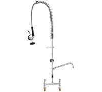 VEVOR Robinet de Cuisine Commercial avec Pulvérisateur de Pré-rinçage, Mitigeur avec Douchette Extractible, 1120 mm de Haut, Entraxe 203 mm, Bec Pivotant 305 mm, Montage sur Pont, pour Évier Rstaurant