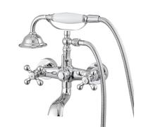 VEVOR Robinet de baignoire sur pattes avec douchette à main, ensemble de robinet de remplissage de baignoire en chrome poli vintage, montage mural, avec bras pivotants réglables et bec pivotant à 360°