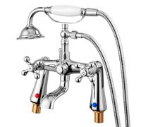 VEVOR Robinet de baignoire sur pattes, avec douchette à main, ensemble de robinet de remplissage de baignoire en chrome poli vintage, montage sur pont, avec bec rotatif à 360° et tuyau de 150 cm