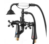 VEVOR Robinet de baignoire sur pattes, avec douchette à main, ensemble de robinet de remplissage de baignoire en bronze huilé vintage, montage sur pont, avec bec rotatif à 360° et tuyau de 150 cm