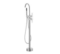 VEVOR Robinet de Baignoire sur Pied 118,5 cm, Mitigeur de Douche Montage au Sol, Remplissage de Baignoire sur Pied, 2 Modes d'Eau, Bec Pivotant à 360°, pour Bain et Douche, Nettoyage des Canalisations