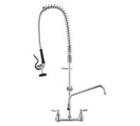 VEVOR Robinet de Cuisine avec Douchette de Prérinçage, Mitigeur avec Douchette Extractible Mural, pour Évier à 1/2/3 Bacs, Mélangeur en Laiton, Hauteur 91,5 cm Entraxe 20,3 cm Bec Pivotant 30,5 cm