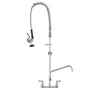 VEVOR Robinet de Cuisine avec Douchette de Prérinçage, Mitigeur avec Douchette Extractible Mural, pour Évier à 1/2/3 Bacs, Mélangeur en Laiton, Hauteur 118 cm Entraxe 20,3 cm Bec Pivotant 30,5 cm