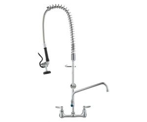 VEVOR Robinet de Cuisine avec Douchette de Prérinçage, Mitigeur avec Douchette Extractible Mural, pour Évier à 1/2/3 Bacs, Mélangeur en Laiton, Hauteur 91,5 cm Entraxe 20,3 cm Bec Pivotant 30,5 cm