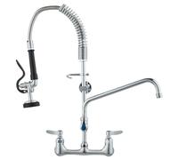 VEVOR Robinet de Cuisine Commercial avec Pulvérisateur de Pré-rinçage, Mitigeur avec Douchette Extractible, 630 mm de Haut, Entraxe 203 mm, Bec Pivotant 305 mm, Mural pour Évier 1/2/3 Compartiments